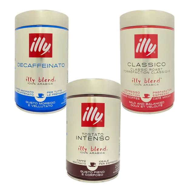 【illy】咖啡粉3罐(250g/罐；任選)