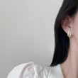 【Emi 艾迷】韓系時尚輕奢鋯石線條925銀針耳環