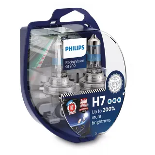 【Philips 飛利浦】H7 RacingVision 競技光GT200(增亮+200% H7大燈燈泡)