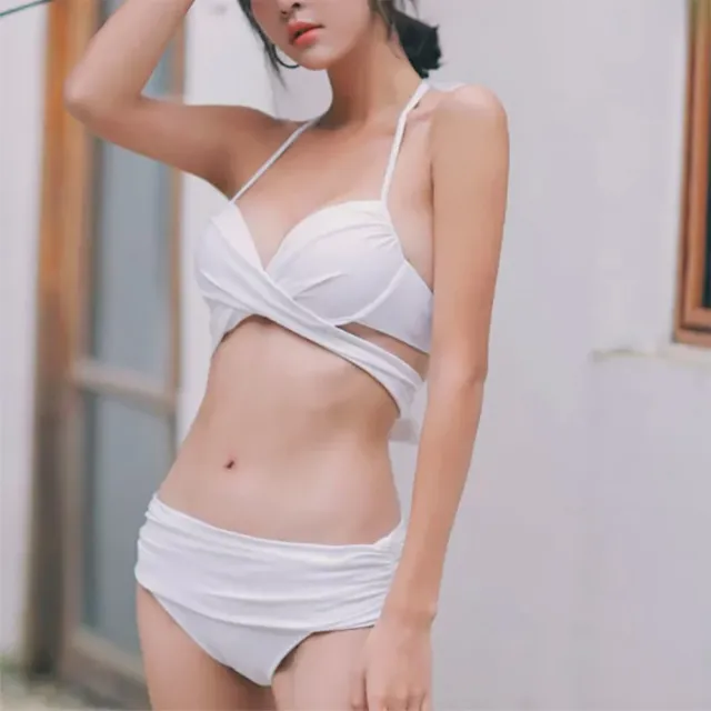 【SeasonsBikini】多色素色比基尼 白色 -138(比基尼素面比基尼顯胸比基尼)