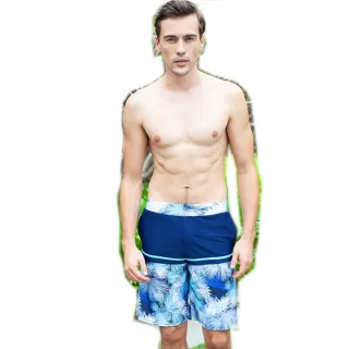 【泳衣果】男泳褲藍藍單五分褲雙色游泳休閒度假