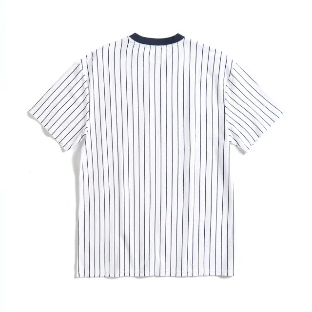 【EDWIN】x FILA聯名 男女裝 經典主義運動休閒直條紋短袖T恤(白色)