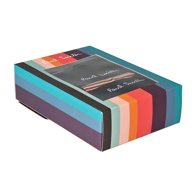 【Paul Smith】PAUL SMITH白字LOGO混和條紋組合棉質低腰平角內褲三件裝(男款/黑x細條紋)