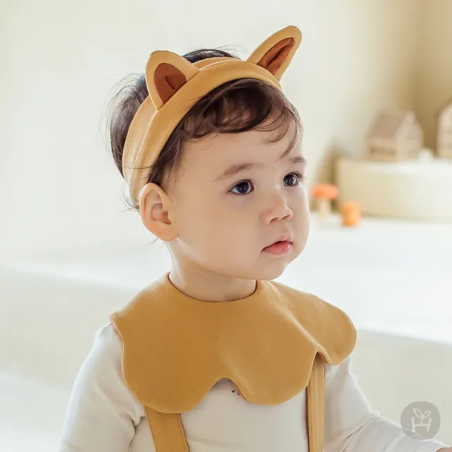 【Happy Prince】韓國製 Sorro小狐狸嬰兒童髮飾+圍兜2件組(髮帶雙面可用口水巾)