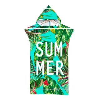 【SeasonsBikini】快乾沙灘斗篷-綠葉 SUMMER(沙灘巾浴巾沙灘斗篷)