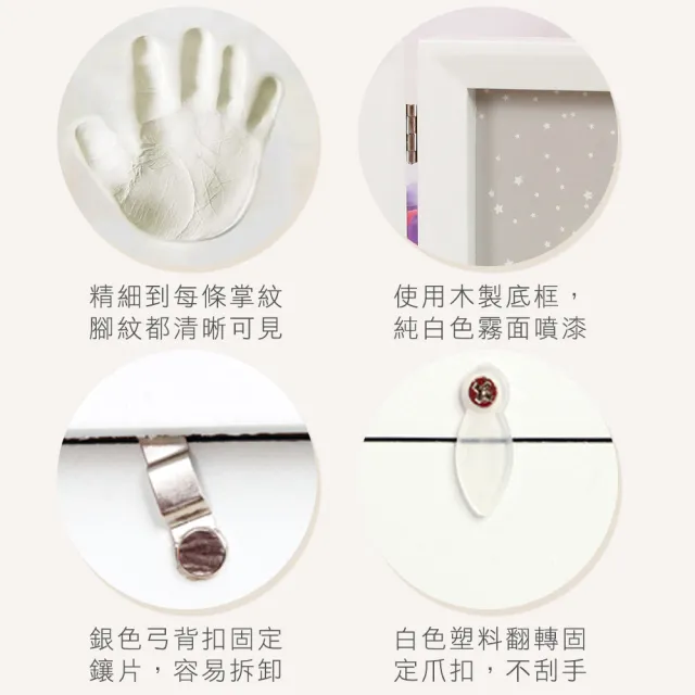 【Adora 珍愛回憶系列】寶寶手足模印相框-壁掛橫列型NP08(嬰兒手印腳印黏土相框 寶寶周歲紀錄相框)