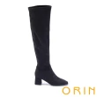 【ORIN】時髦簡約素面粗跟過膝長靴(黑色)