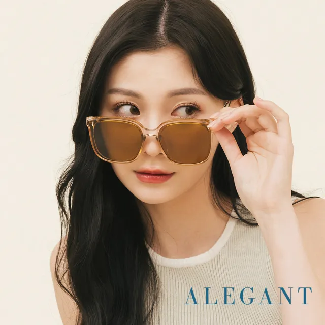 【ALEGANT】絲紋金街頭時尚方框輕量TR90寶麗來偏光墨鏡/UV400太陽眼鏡(晴河的日出印記)