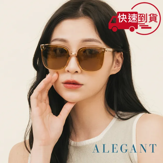 【ALEGANT】絲紋金街頭時尚方框輕量TR90寶麗來偏光墨鏡/UV400太陽眼鏡(晴河的日出印記)