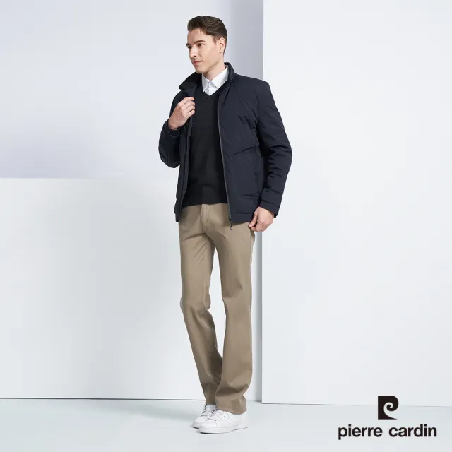 【pierre cardin 皮爾卡登】商務休閒 男款 都會立領保暖羽絨外套-丈青色(5225771-38)