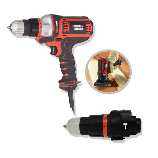 【Black+Decker】組合 350W 多功能可換頭惡魔機+震動電鑽頭