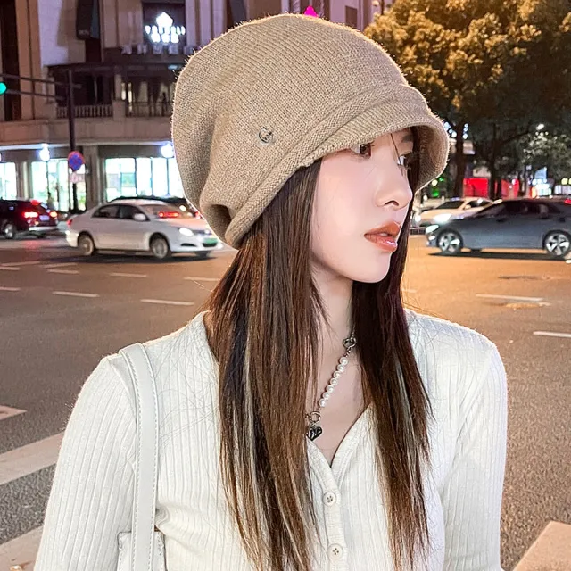【Acorn 橡果】韓系針織毛帽防曬機能帽月子帽保暖帽1734(卡其)