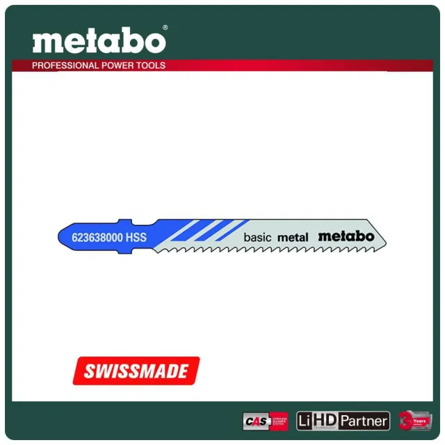 【metabo 美達寶】金屬線鋸片 51/ 2.0mm/ 12T T118B 5支/卡(623638000)