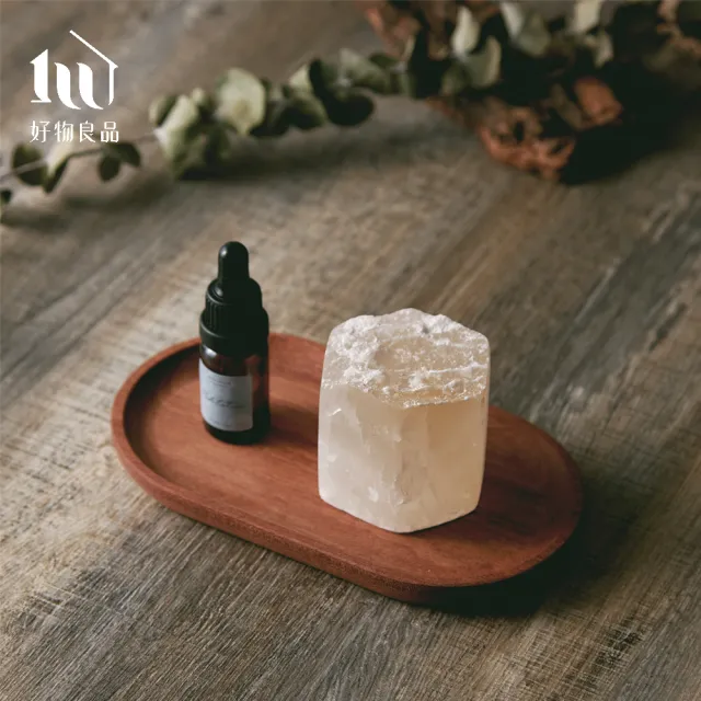 【好物良品】木質托盤款_天然晶石精油擴香石香氛禮盒(無火香薰石 辦公桌裝飾品 開運擺件)