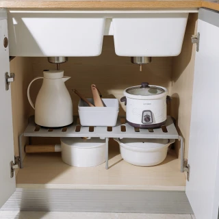 【Dagebeno荷生活】簡約可伸縮置物架 流理台櫥下櫃內加層省空間整理架(1入)