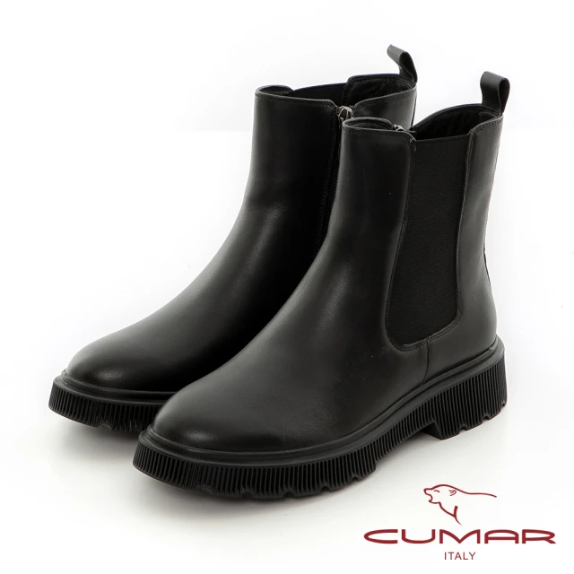 【CUMAR】側邊拉鏈雀爾西短靴(黑色)