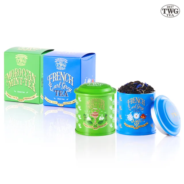【TWG Tea】迷你茶罐雙入組  摩洛哥薄荷綠茶之茶 20g/罐+ 法式伯爵茶20g/罐