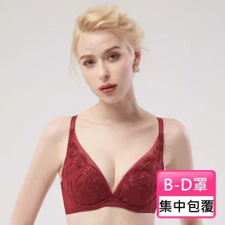 【Swear 思薇爾】花漾心機系列B-D罩刺繡蕾絲包覆女內衣(心機紅)_出清品