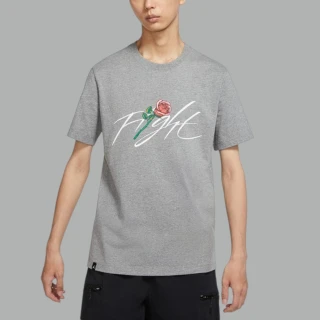 【NIKE 耐吉】Jordan As M J Brand T-Shirt 玫瑰 草寫 灰 短袖 男女款 DQ7391-091(Jordan)
