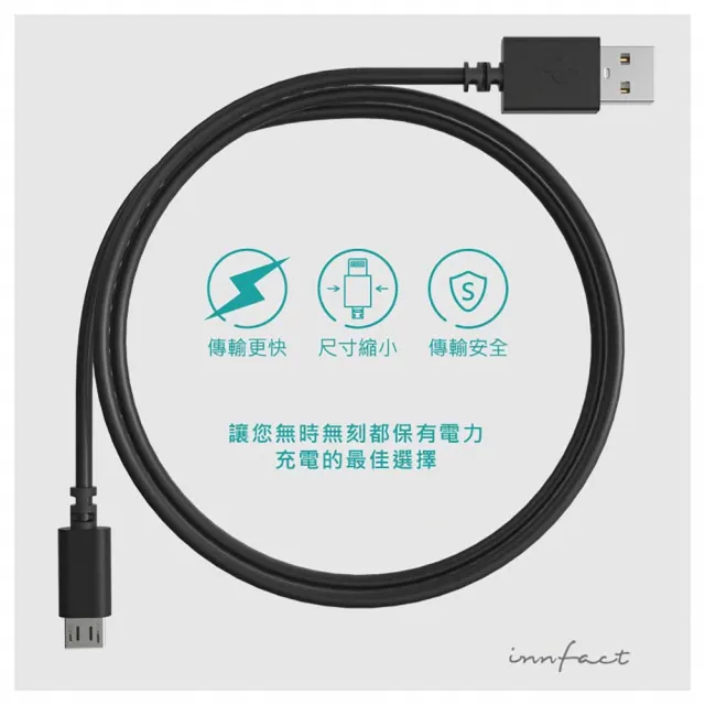【Innfact】Micro USB OC 快速充電線 200cm(快充線/閃充)