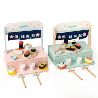 【kikimmy】仿真木製家家酒系列日式迴轉壽司檯玩具組(兩色可選)