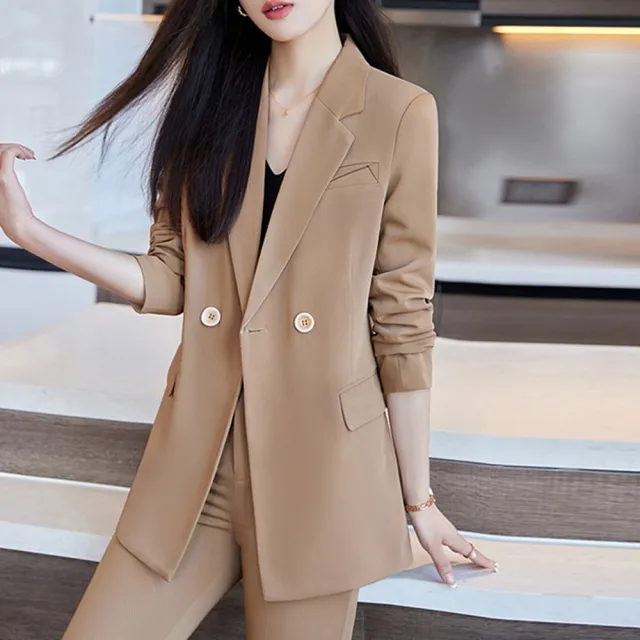 【巴黎精品】現貨+預購 西裝套裝兩件套(長款外套長褲秋冬女西服3色p1al42)