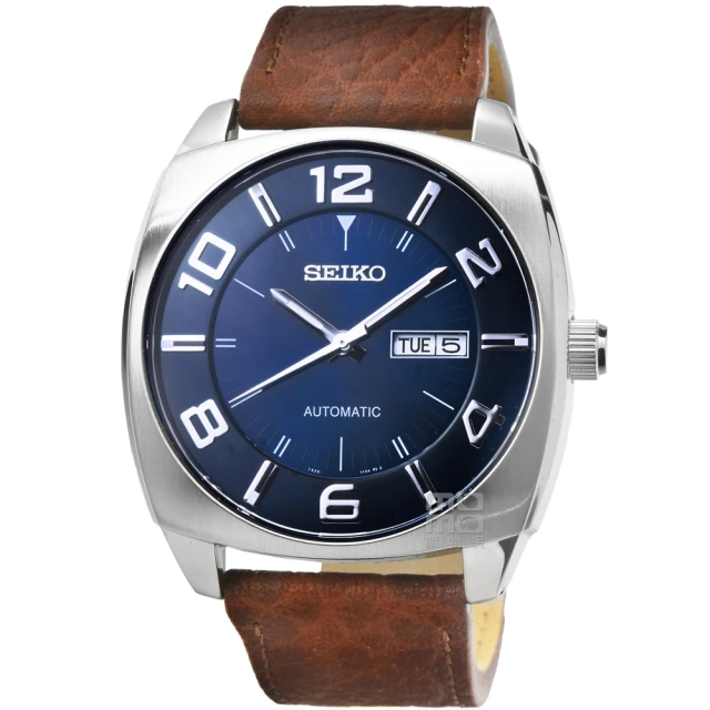 SEIKO 精工 精工5號RECRAFT系列大錶徑機械皮帶錶-藍(SNKN37)