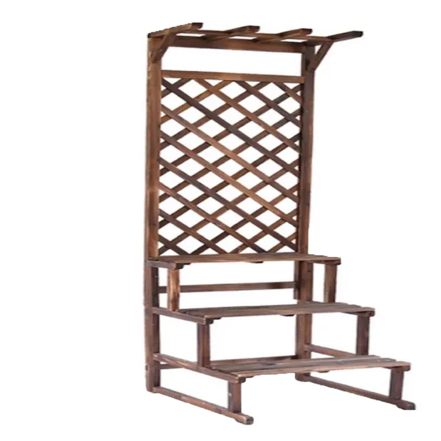 【園藝世界】防腐木花架陽台三層梯落地式庭院☆外花架75x70x200cm(花架)