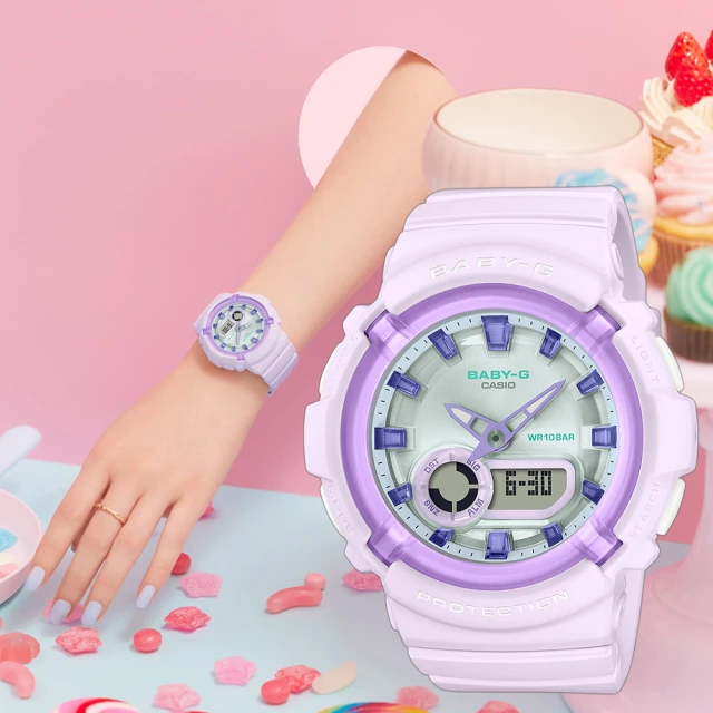 【CASIO 卡西歐】BABY-G 葡萄糖果雙顯手錶 畢業禮物(BGA-280SW-6A)