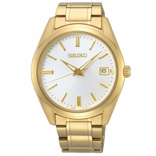 【SEIKO 精工】CS 經典簡約不鏽鋼紳士腕錶 SK038  -金x白面 40mm(6N52-00A0K / SUR314P1)