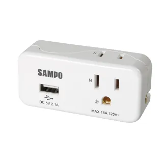 【SAMPO 聲寶】福利品2入組2座2+3孔單USB擴充插座(2.1A快充 EP-UB2BU2)