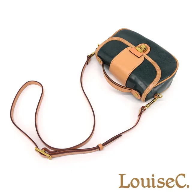 【LouiseC.】雙11 Tree House 植鞣革牛皮 復古掀蓋古銅釦 手提斜背小真皮包 綠色 真皮包包 GK1569-09