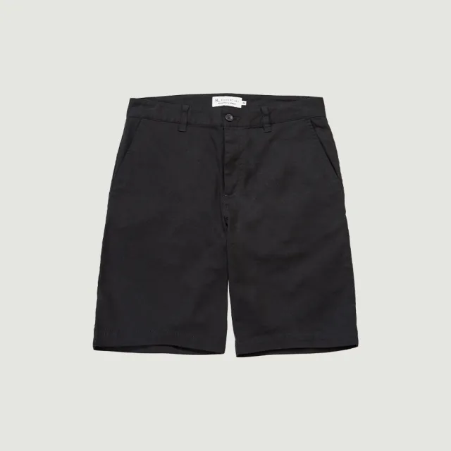 【Hang Ten】男裝-REGULAR FIT經典百慕達斜紋短褲(黑)