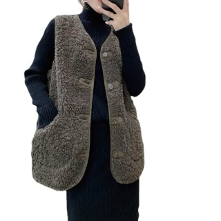 【Lockers 木櫃】羊毛中長款外搭背心外套-3色  L11010042(寬鬆顯瘦 大方出眾)