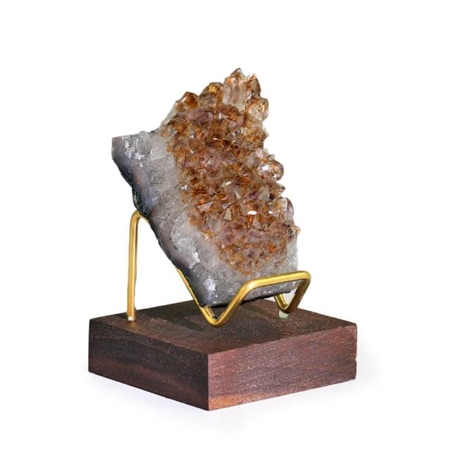 【開運方程式】稀有紫鈦晶原礦擺件S附核桃木底座(紫水晶80-200克招財開運擺設紫晶鎮/入厝禮)