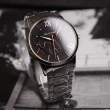 【Relax Time】黑潮王者系列 銀框 黑面 玫瑰金刻度 不鏽鋼錶帶 三眼腕錶 手錶 男錶 母親節(RT-81-2)