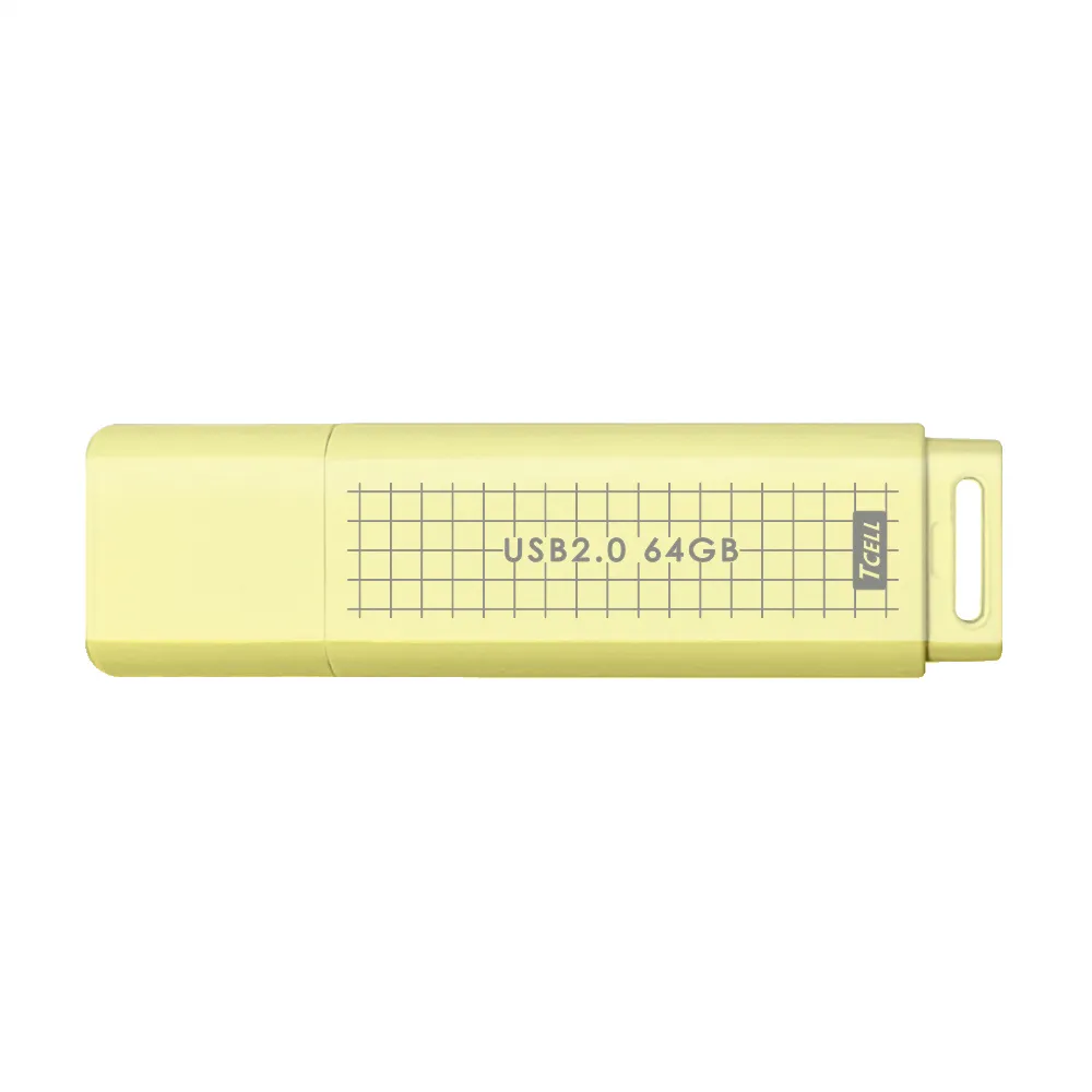 【TCELL 冠元】10入組-USB2.0 64GB 文具風隨身碟-奶油色