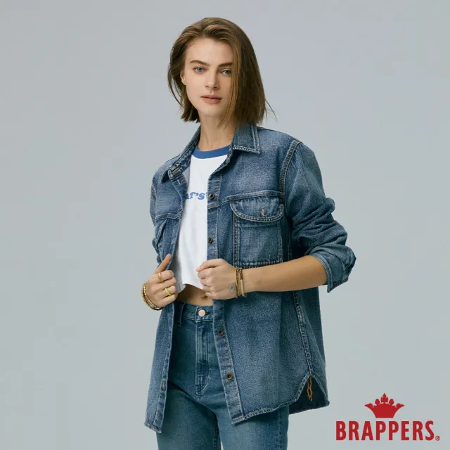 【BRAPPERS】女款 全棉牛仔襯衫外套(深藍)