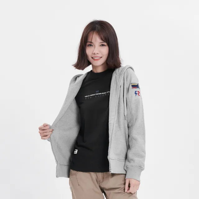 【5th STREET】雙11 女裝繡花休閒連帽外套-麻灰色