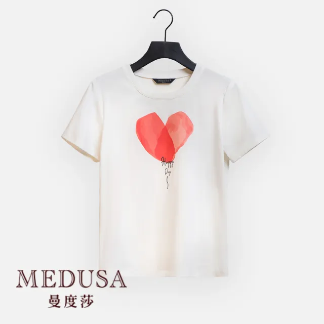 【MEDUSA 曼度莎】現貨-Happy Day 愛心純棉T（M-XL）｜女上衣 短袖上衣 短袖T恤(105-70501)