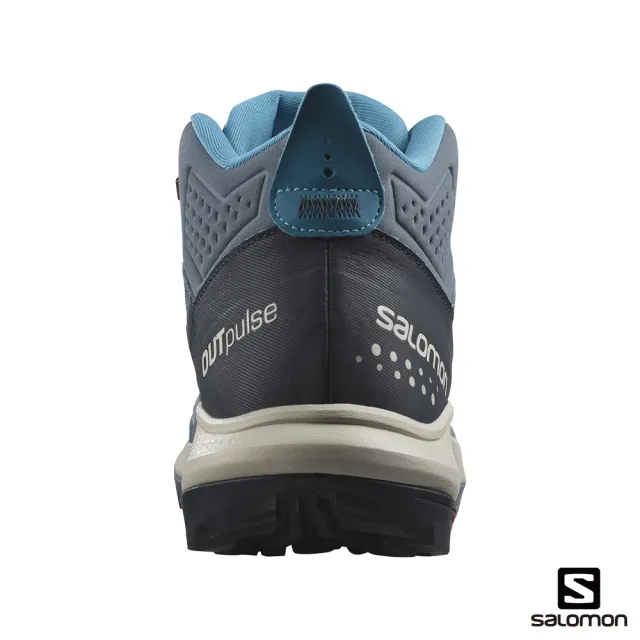 【salomon官方直營】男 OUTpulse Goretex 中筒登山鞋(瓷器藍/碳黑/月球岩灰)