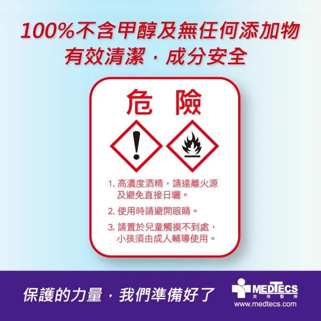 週期購【MEDTECS 美德醫療】75%清潔用酒精48瓶組 (500ml/瓶) (不含甲醇/無異味/不黏膩/不刺激)