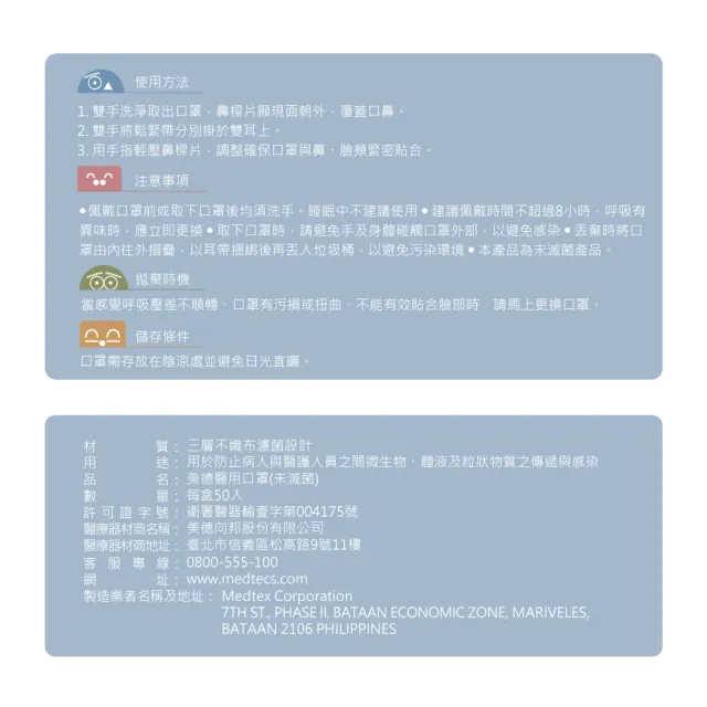 週期購【MEDTECS 美德醫療】醫用口罩80盒組 (50片/盒 成人口罩/小臉口罩/大兒童口罩)