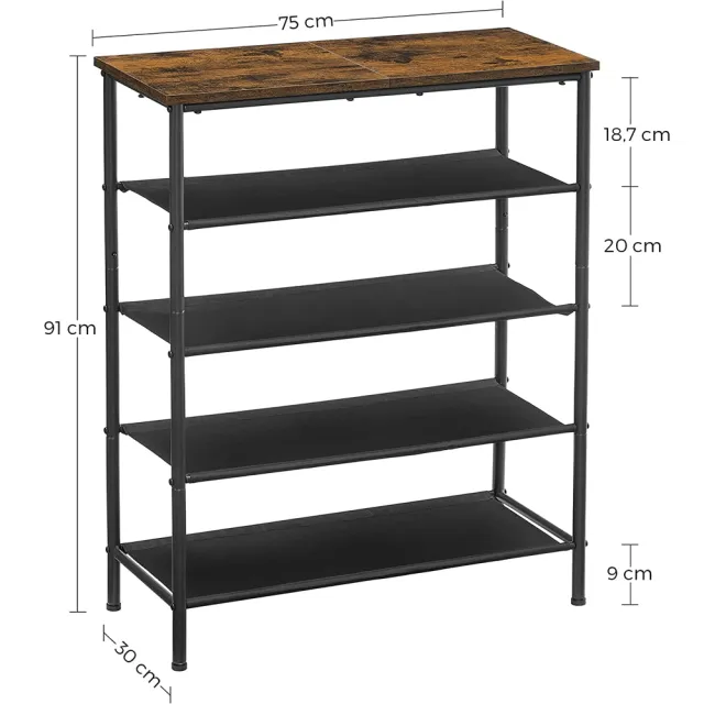 【hoi! 好好生活】VASAGLE 工業風五層鞋架 LBS036B01