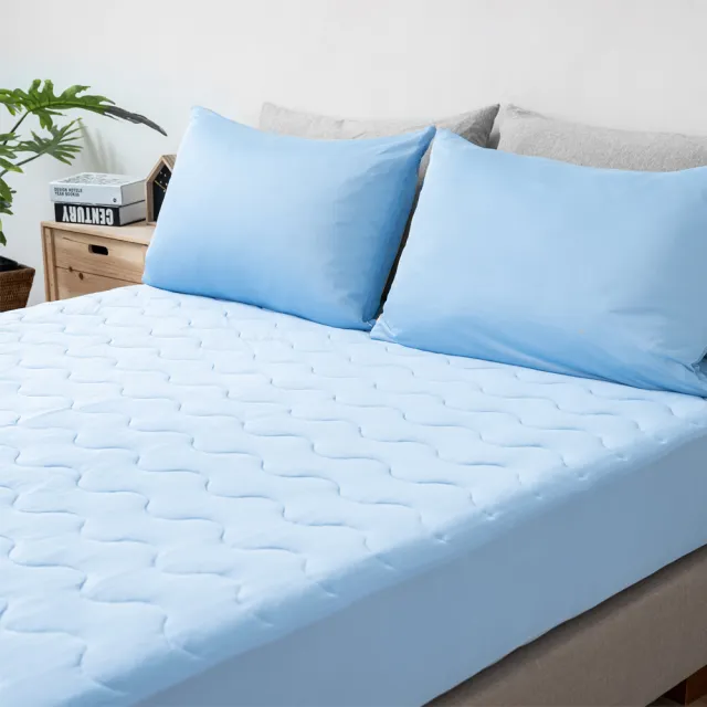 【特力屋】涼感舖棉床包枕套3件組雙人加大-藍