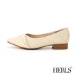 【HERLS】低跟鞋-立體扭結造型尖頭低跟鞋(米色)