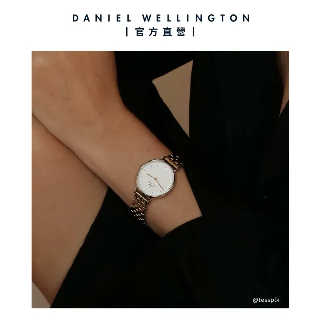 【Daniel Wellington】DW 手錶 Petite Lumine 28mm 星辰珠寶式雙色錶鏈-白錶盤(DW00100616)