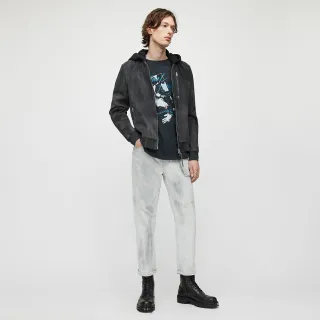 【ALLSAINTS】TROY 麂皮仿舊連帽飛行員夾克皮衣外套 雙11(常規版型)