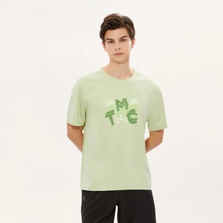 【Hang Ten】男裝-COMFORT FIT提織平衡律動印花3M吸濕排汗抗臭短袖上衣(綠)