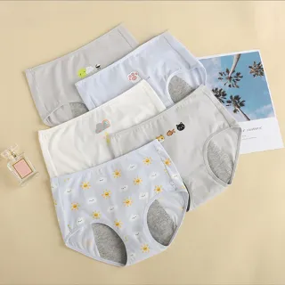 【chiao!Babe 俏寶貝】4件組 卡通少女透氣純棉防漏生理褲-4件組(M-L/學生/少女/兒童/8色可選)